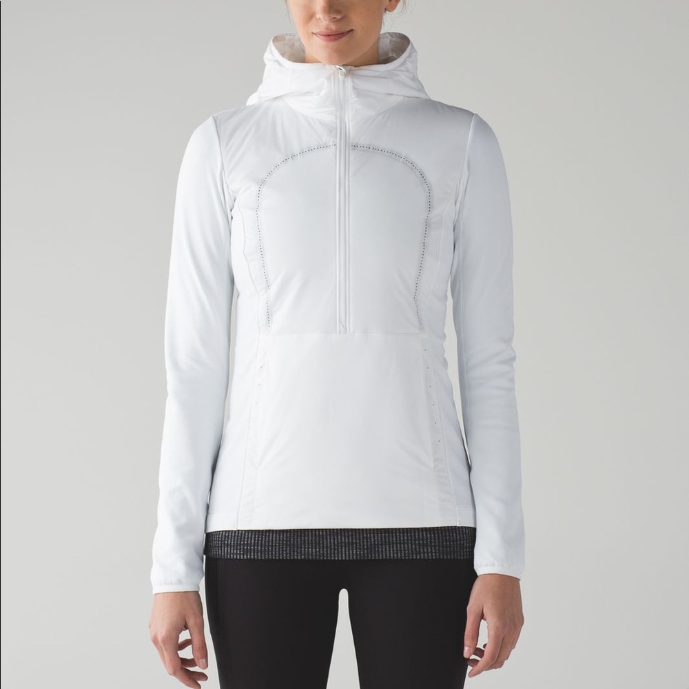 Lululemon run for cold half zip white hoodie jacket